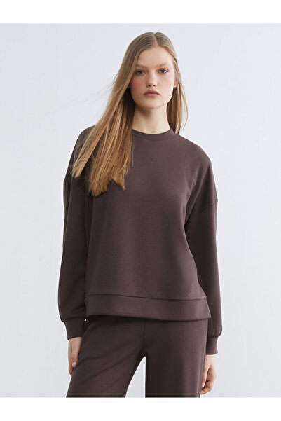 LC Waikiki Brown soft touch Oversized women's sweatshirt