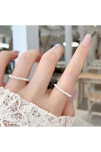 Shiklik 2-Piece White Color Pearl Women's Ring Set