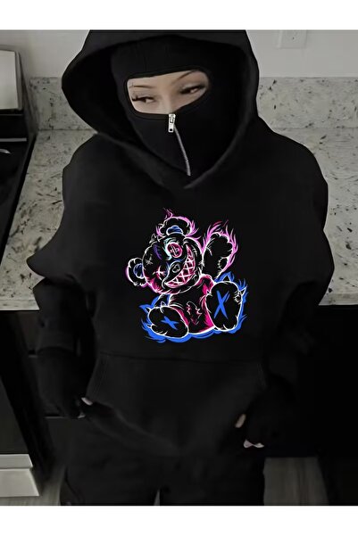 LAND MODA سترة كار ماسكي نينجا هودي – سترة بغطاء للرأس للجنسين دافئة ومريحة