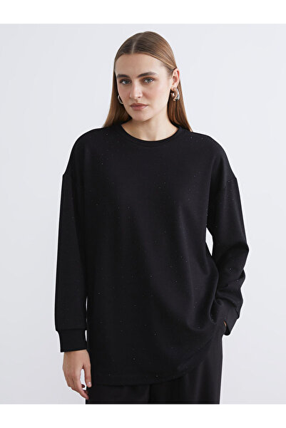 LC Waikiki Black Soft Touch Oversized Women's Sweatshirt Tunik from Guli's Store