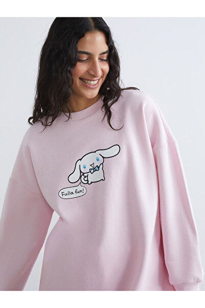 LC Waikiki تونيك سويت شيرت سميك للنساء من بينك سينامورول مطبوع