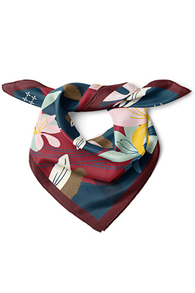 nehir eşarp Zambak Esintisi Desen Fular Bandana 50x50 Cm