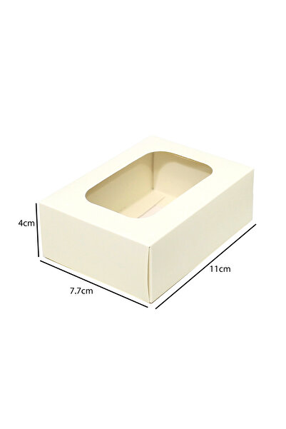 Generic 1 piece of paper candy box with window, off-white color, dimensions 11