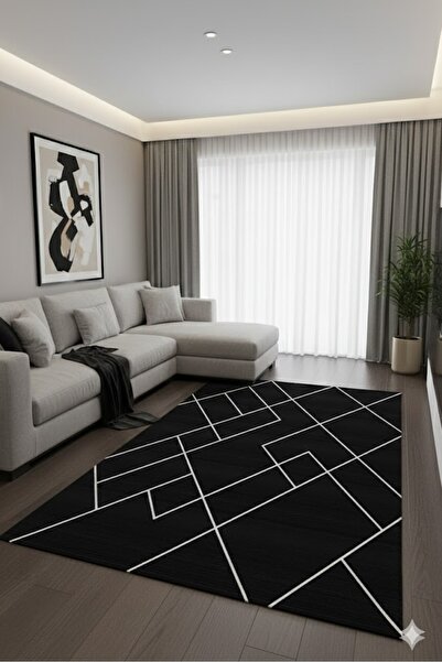 elyar Modern desenli yıkanabilir dijital baskılı süngerli yolluk halı