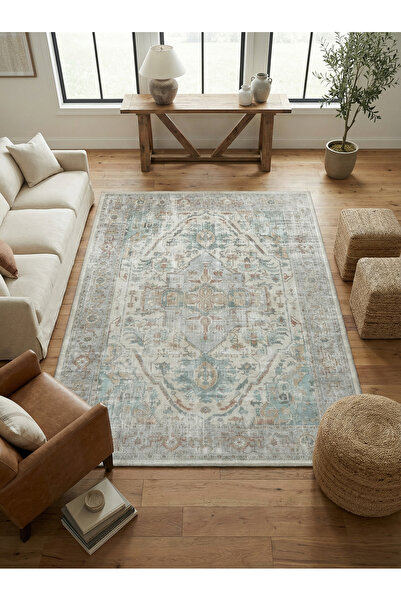Rose'n Home Arte VN040-2 Vintage Klasik Desenli Dekoratif Şönil Halı Salon Ko...
