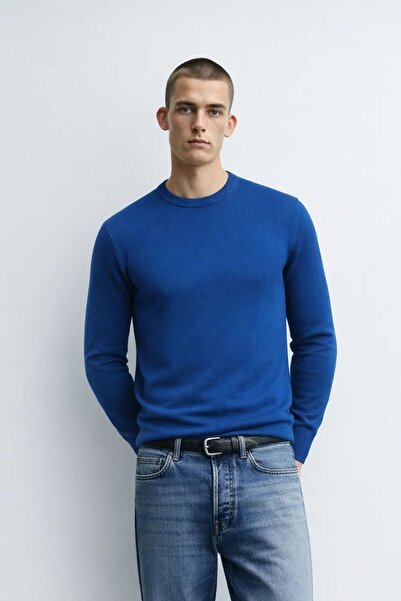 MATERIAL Pulover pentru bărbați, cu gât crew, croială relaxată, albastru, din...