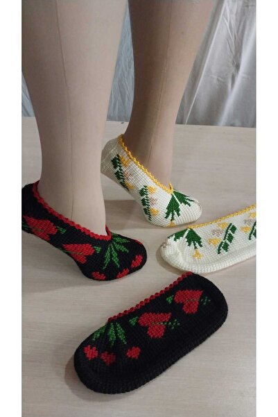 Papatyam 2 Pieces of Hand Knitted Dowry Tunisian Handmade Booties/Tunisian Ha...