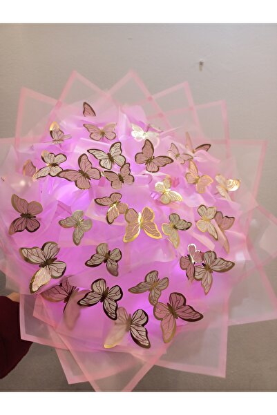 PEMBE LED'Lİ KELEBEK BUKET