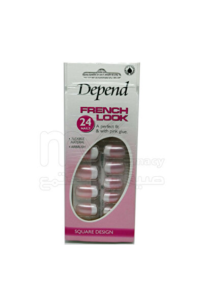 Depend أظافر بتصميم مربع على الطراز الفرنسي #6244