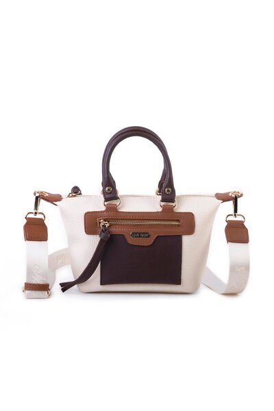 Nas Bag Women's Mini Handbag and Messenger Bag Cream Brown Taba Lopez