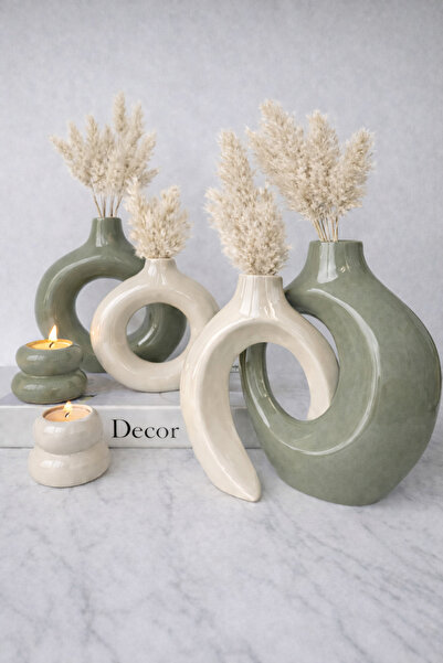 Luthien Гланцирана лакирана ваза Ivy, ваза Donut и комплект свещници