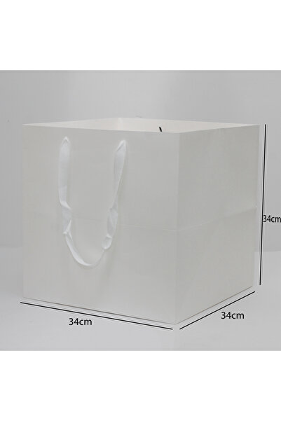 Generic 12 قطعة من أكياس ورقية لون أبيض الأبعاد 34×34×34 سم