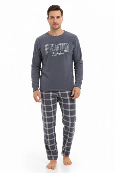 Free Beka Men's Embroidery Detailed Long Sleeve Fleece Fabric Winter Thick Pa...