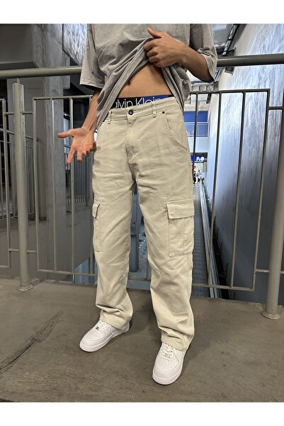 KAMİLKUNDURA Düz Kargo Baggy Pantolon Bej