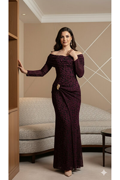 LAFYNA Elegant off-the-shoulder velvet dress