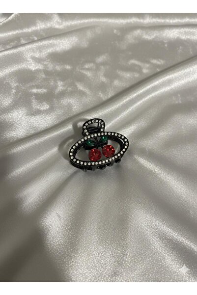 LUXENYA DESİGN Small Women's Hair Clip with Stone and Cherry Figure, Black Co...