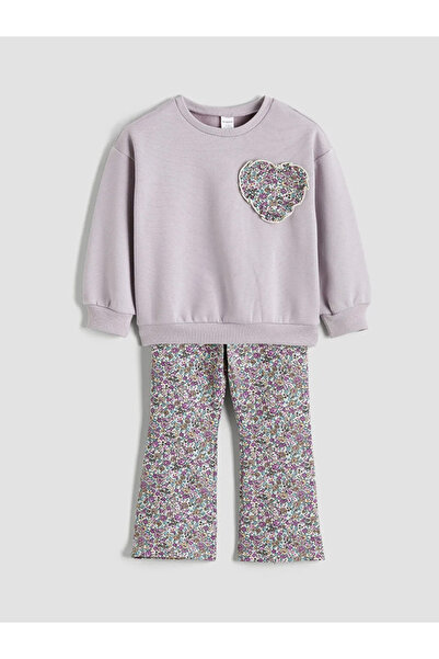 LC Waikiki LCW Kids Lila Kız Çocuk Sweatshirt Ve Tayt Pantolon 2'li