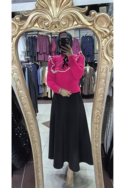 Mintaş Collar Ruffled Knitwear Sweater