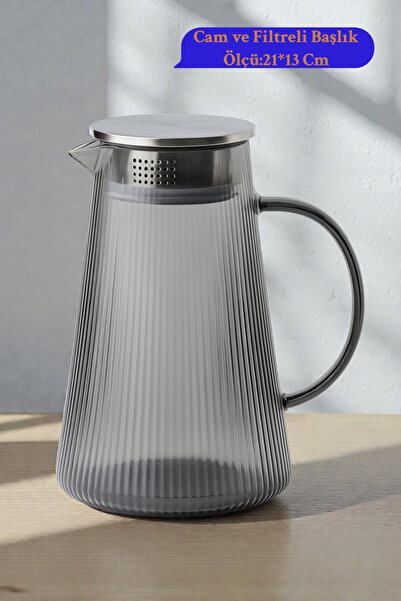 İnterlife Origami Model Cam Sürahi Paslanmaz Çelik Kapaklı | Isıya Dayanıklı ...