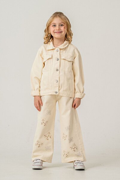 Minigimin Cicileri My Little One's Cicileri Modern Butterfly Detailed Denim J...
