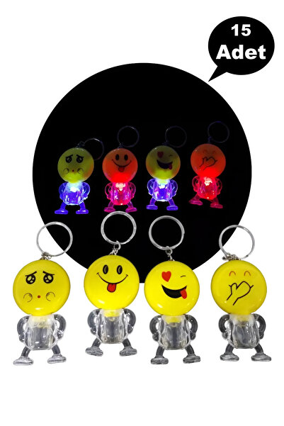 Hyd 15 Adet Işıklı El Feneri Emoji Anahtarlık Karne Hediyesi Doğum Günü Parti...