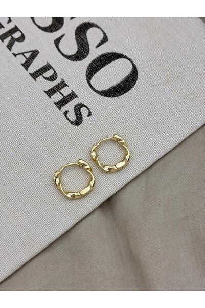 Hedef Bijuteri Gold Color Wavy Hoop Model Earrings Cm48