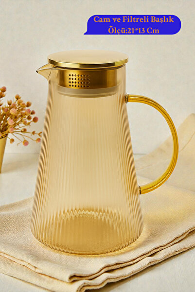 İnterlife Origami Model Cam Sürahi Paslanmaz Çelik Kapaklı | Isıya Dayanıklı ...