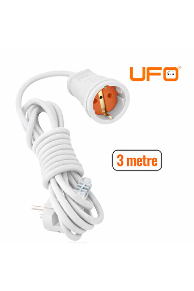 UFO Tekli grup priz Beyaz renk (1.sınıf kaliteli)seyyar uzatma kablosu 3 metre