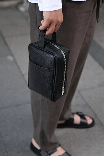 MATERIAL Geantă de mână neagră cu două mânere, Daily Trend pentru bărbați