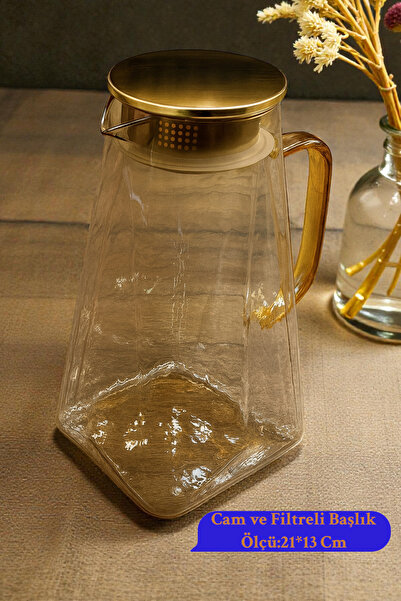 İnterlife Cam Sürahi Paslanmaz Çelik Kapaklı | Isıya Dayanıklı | Kulplu | Su ...