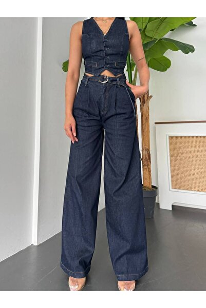 hillone Pantaloni din denim cu croială lejeră și picior larg