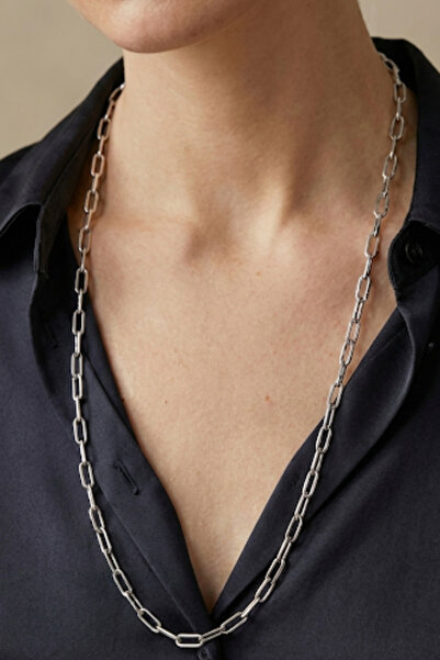 Rua Jewelry Steel Paper Clip Necklace - Extra Long 65 cm 5 mm Silver Color | ...