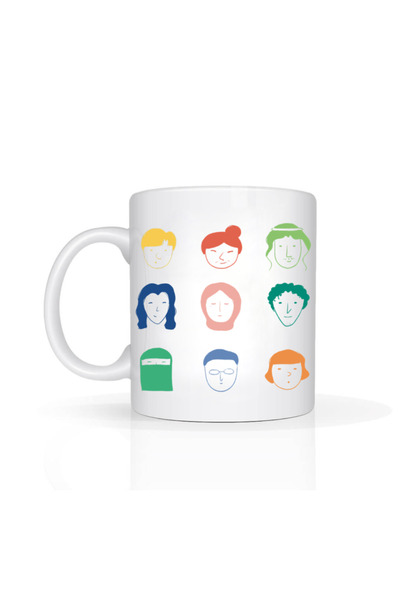 Printoot Customizable Diversity Mug Nine Faces Design Inclusive Gift Multicul...