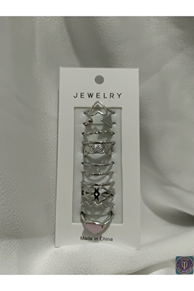 uyguntakıaksesuar مجموعة خواتم فضية اللون مكونة من 11 قطعة - مجموعة خواتم نسا...