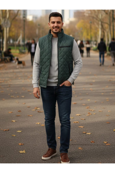 LUSSOLİFE Regular Cut Quilted Inflatable Fleece Dad Vest