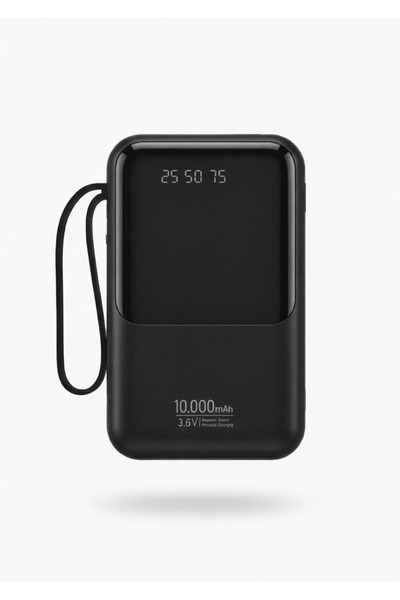 Home 10.000 mAh Taşınabilir Powerbank – Dijital Ekranlı, Dahili Kablolu, Çokl...