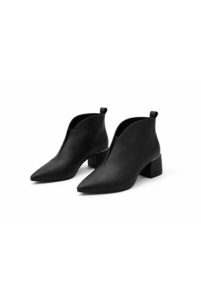 NiceDiffer Women's Daily Boots Elastic Thick Heeled Pointed