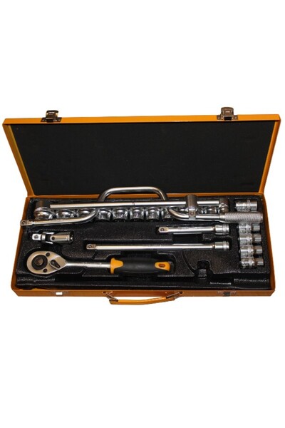 WDA Worksite 1/2 Inch Drive Socket Set 24 Pieces with Ratchet Handle & Metal ...