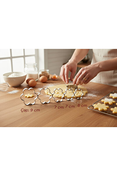 EMPA A V M Çiçek modeli 5' li metal kurabiye kalıbı