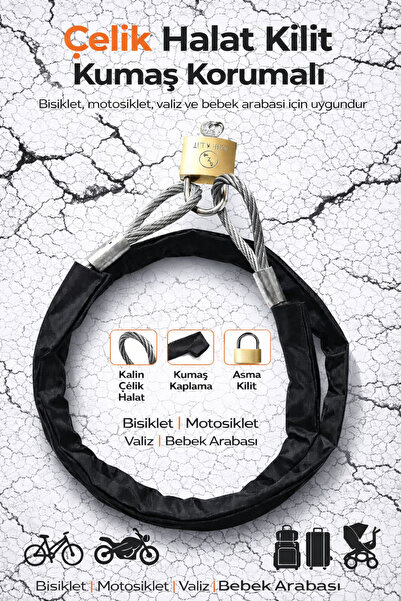 Vi Caro Čelična kablovska brava sa zaštitnom tkaninom – brava za bicikle, mot...