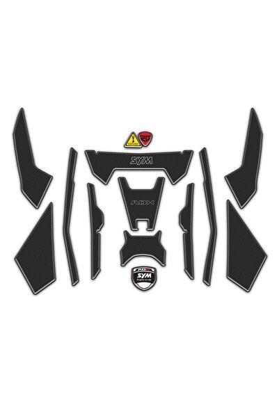 Redline Grafik SYM ADX 125 Uyumlu Tank Pad Seti Karbon