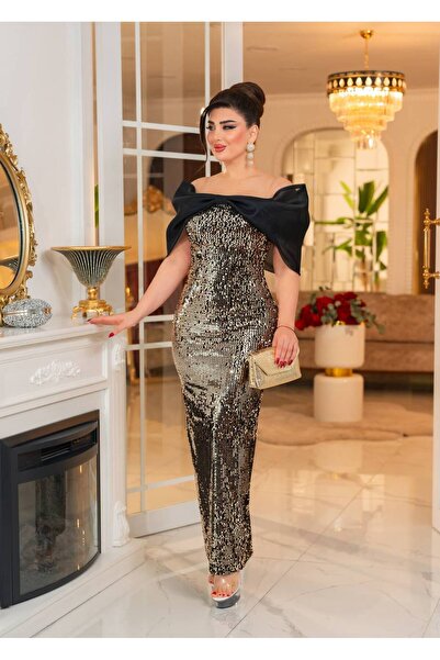 Matik Abiyem Gazel Organza Paneled Velvet Sequin Evening Dress