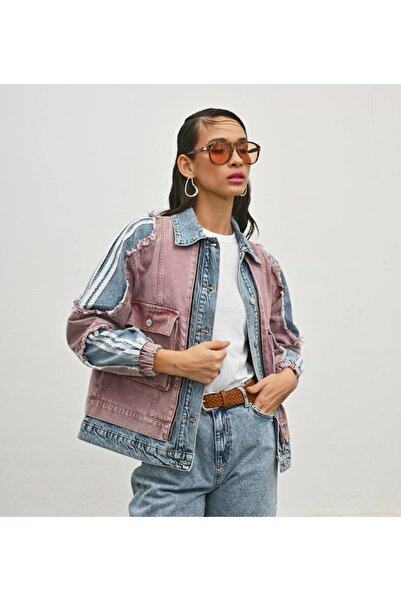 Veto Jeans Vintage Çizgili Kot Ceket