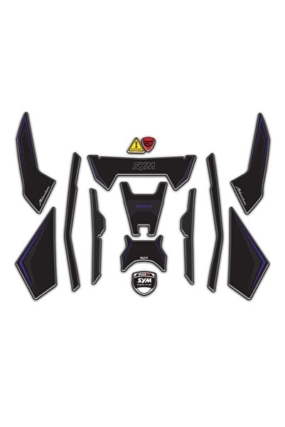 Redline Grafik SYM ADX 125 Uyumlu Tank Pad Seti Siyah Mor