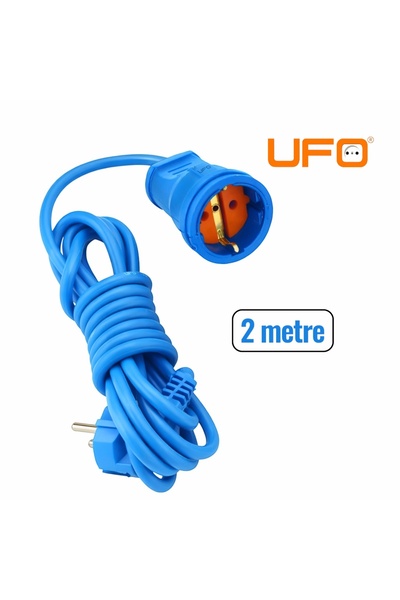 UFO Tekli grup priz mavi renk (1.sınıf kaliteli)seyyar uzatma kablosu 2 metre