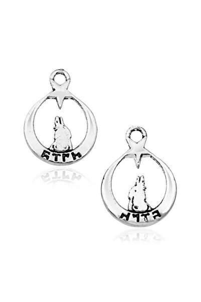 norsary Silver Crescent and Star Gray Wolf Rosary Tassel Tip