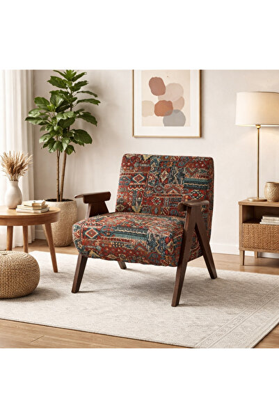 Palma homez كرسي بذراعين خشب وقماش – متعدد الألوان