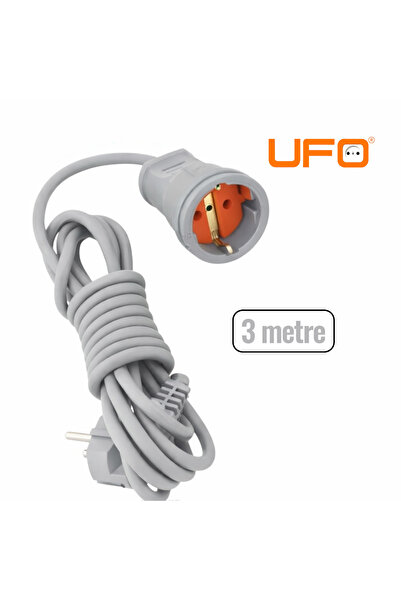 UFO Tekli grup priz gri renk (1.sınıf kaliteli)seyyar uzatma kablosu 3 metre