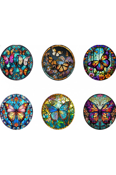 iğne izi Elmas Boyama Bardak Altlığı Seti – 6 Parça, Plastik Stant Dahil, DIY...