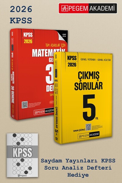 Pegem Akademi Yayıncılık 2026 KPSS Lisans Matematik 30 Deneme ve Son 5 Yıl Çı...